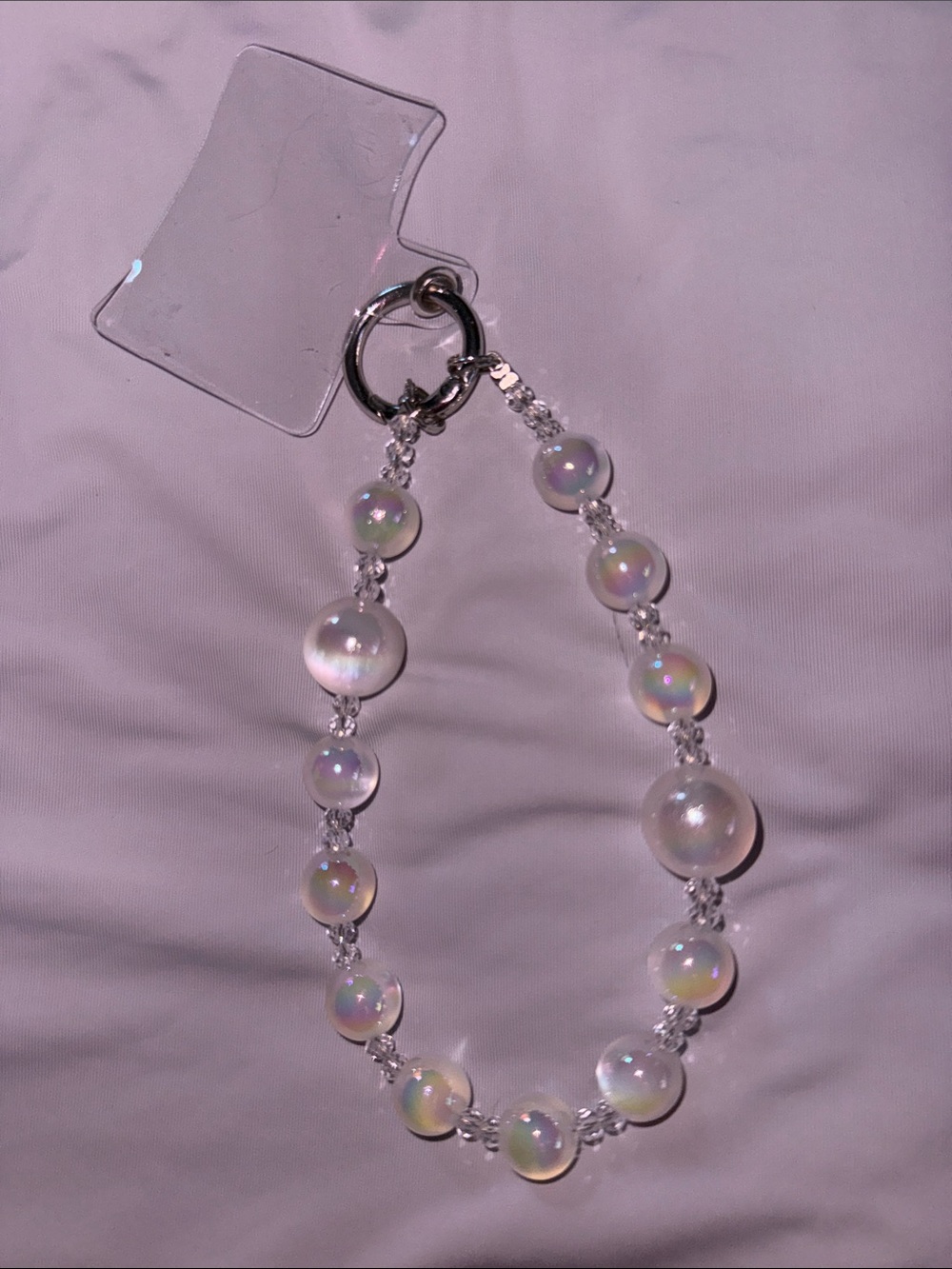 Iridescent Pearl Bead Phone Chain Keychain